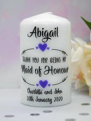 Personalised Candle Thank You Bridesmaid Maid Of Honour Gift Present  • £3.60
