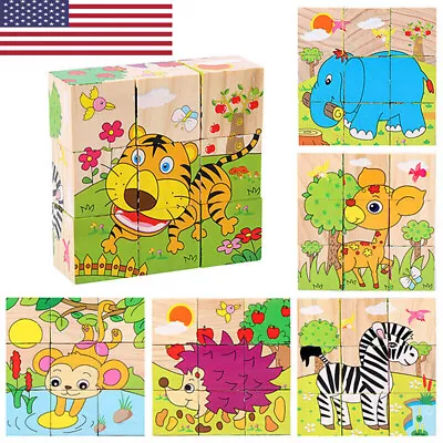 Baby 6 Animal Shape Toddler Puzzles Kid Toys Boys Child For 1 2 3 Year Old Gifts • £7.99