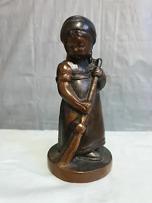 Vintage Bronze Tone Metal Sculture Young Girl  Beautiful  • $31.20