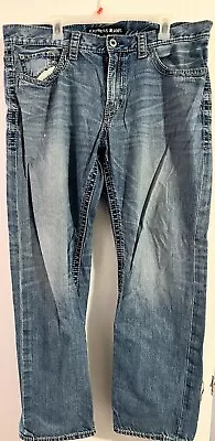 Express Mens Jeans 38x32 Blue Kingston Classic Fit Straight Leg  Denim 100% Cott • $17