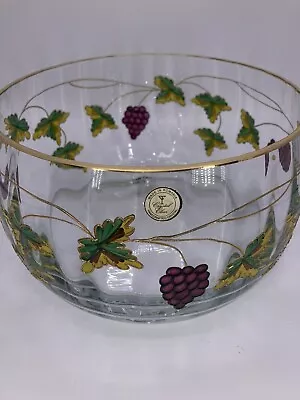 Crystal Clear Romania Handcrafted Crystal Bowl Large Grapevine Pattern • $30