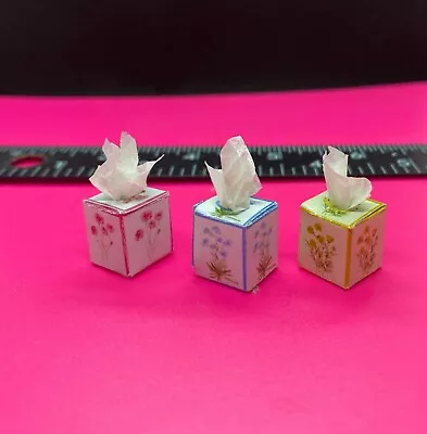 Dollhouse 1:12 Miniature Flower Print Tissue Boxes • $8.50