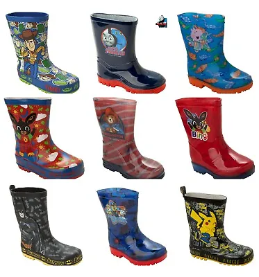£6.95 • Buy Boys Official Character Wellies Rain Snow Wellington Boots Kids Wellys Sizes 5-2