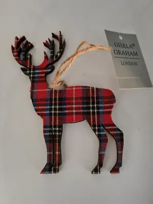 Gisela Graham Tartan Deer / Stag Christmas Decoration BNWT • £4.99