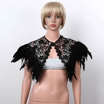 US Victorian Gothic Feather Shrug Shawl Shoulder Wrap Capes Lace Fake Collar • $13.01