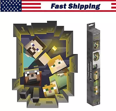 Minecraft Cartoon Wall Stickers  Game Posters Wall Art Kids Room Decor 3D Decal • $25.82