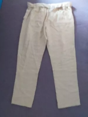 M&S Collection Ladies Size 14 Neutral Linen Trousers- Elasticated Back Wa • £2.50