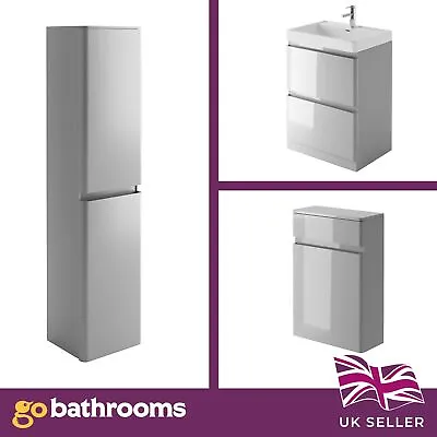 £259 • Buy Newbold Bathroom Vanity Unit Sink Wall Hung Floor Standing Light Grey Storage