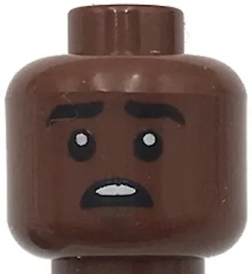 Lego New Reddish Brown Minifigure Head Black Eyebrows Dark Brown Chin Dimple • $0.99