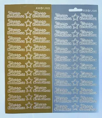 £1.79 • Buy Merry Christmas Peel Off Sticker Sheet 24 Greetings & 12 Stars Card Making Craft