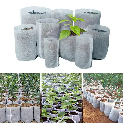 100Pcs Plant Non-woven Vegetable Biodegradable Bags Flower Grow Nursery • £3.04