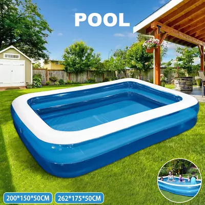 Inflatable Rectangular Giant Paddling Pool For Family Fun Outdoor Summer Kids • £19.99