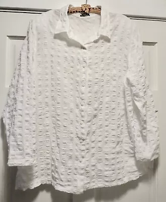 VIKKI VI Pure White Crinkle Texture Blouse NWOT 1X • $28