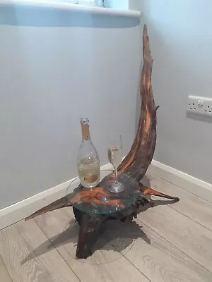 £200 • Buy Unique Tree Root/stump Handmade Side Table With Glass Top