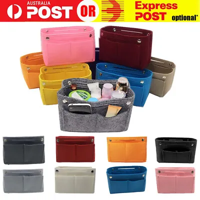 Travel Organiser Handbag Felt Bag Tote Insert Liner Purse Pouch Women 3 Sizes AU • $8.99