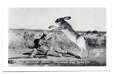Exaggeration Printed Postcard Conard Number C-5 Hunter Shotgun Large Rabbit • $4.76