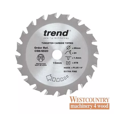 Trend CraftPro Thin Kerf Cordless Saw Blade - 85mm Dia X 1.6 Kerf X 10 Bore 20T • £10.04