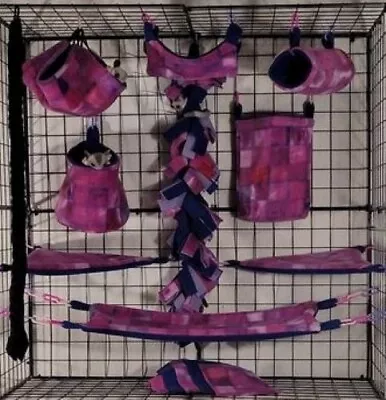 Tye Dye Magenta Tiles * Sugar Glider Cage Set * Rat * Double Layer Fleece • $36.55
