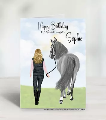 Personalised Birthday Cards Horse And Girl Ladies Girls Daugter Sister Friend • £2.99