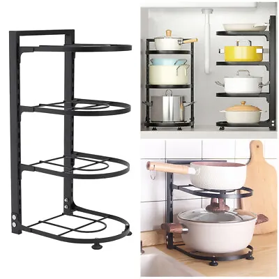 2/3/4 Tier Cupboard Kitchen Cabinet Storage Organiser Rack Stand Pan Pot Holder • £8.95