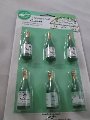 6 Wilton Champagne Bottle Candles 2 1/2  T  2002 New In Package Celebrate Brut • £15.78