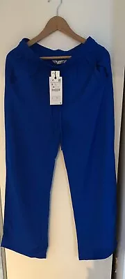 Zara Elasticated Blue Silky Feel Trousers Small W Approx 70cms/28ins With Tags • £8.50