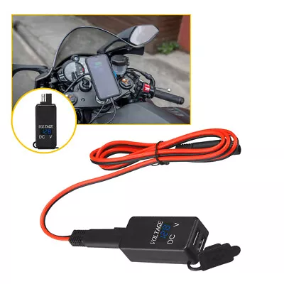 Motorcycle SAE To USB Cable Adapter Dual USB GPS Cellphones Charger & Voltmeter • $10.61