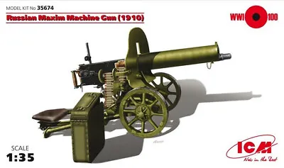 1/35 Russian Maxim Machine Gun (1910 ) & WW I. ICM 35674 Plastic Model Kit • $13.60