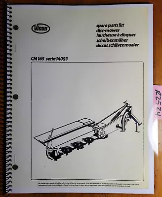 $15.99 • Buy Vicon CM165 Series 14023 Disc Mower Parts Manual 70.002.941