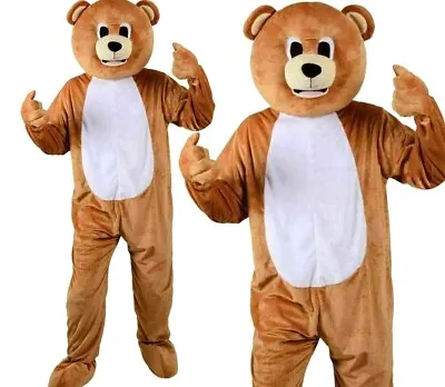 Adult TEDDY BEAR Mascot Fancy Dress Costume Unisex Party Ted Character Plush Big • £43.95