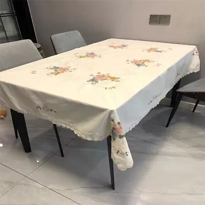 49 X68  Vintage Embroidery Cutwork Lace Tablecloth Dining Table Cover Wedding • $27.89