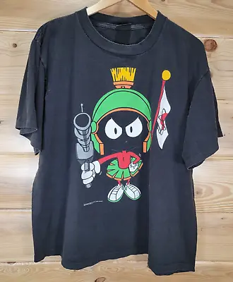 Vintage Marvin The Martian T Shirt Men XL Warner Bros 1990 Fade Stain Box Fit • $59.99