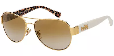 Coach Women's Gold-Tone/Ivory Wild Beast Pilot Sunglasses - HC7059 9.2496E 54 • $109.31