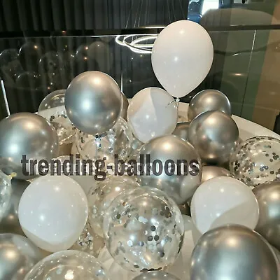$3.27 • Buy 10-50 CHROME BALLOONS METALLIC LATEX PEARL 10  Helium/Air Wedding Birthday Party