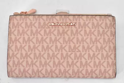 Michael Kors Rose Gold Pink Womens Pocket Wallet Purse MK Travel Portable • $99.99