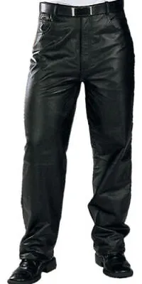 NEW Men's Genuine Lambskin 100% Real Leather Black Pant Formal Wear • $142.49