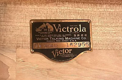 Original Victor  VV 4-40 162955 Phonograph Nameplate /ID Tag - Phonograph Parts • $17