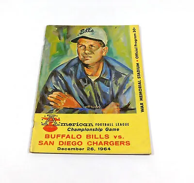 1964 Buffalo Bills Vs San Diego Chargers AFL Championship Program 12-26-64 • $199.99