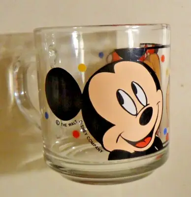 Vintage Disney Mickey Mouse & Minnie Mouse Glass Coffee Mug EX HTF! • $11.99