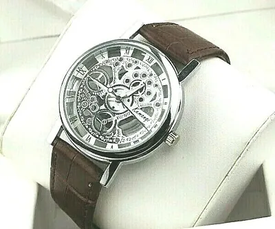 Luxury Men's Hollow Skeleton Manual Mechanical Stainless Steel Wrist Watch  • £5.85