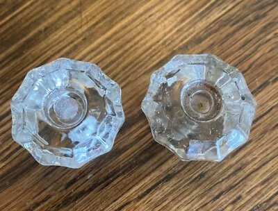 2 Antique Vintage 12 Point Clear Crystal Glass Cabinet Knobs Drawer Pulls 1 1/4  • $14.50