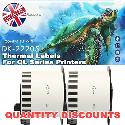 CONTINUOUS THERMAL LABELS FITS BROTHER DK22205 DK-22205 P TOUCH PRINTERS - 62mm • £8.36