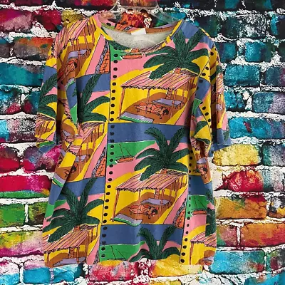 Vintage Ken Done Art And Design Tropical Print Short Sleeve Tee One Size • £48.26