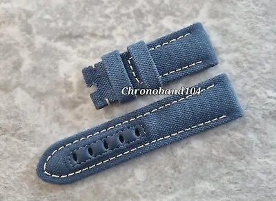 OEM Officine Panerai 22/20mm Blue Canvas/Leather Strap For Tang Buckle Size XS • £195