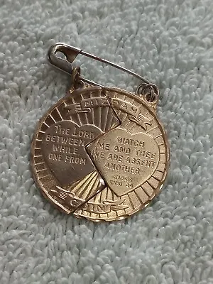 Vintage Christian Mizpah Coin 2 Part Medal Pendant Necklace Friendship Christian • $10