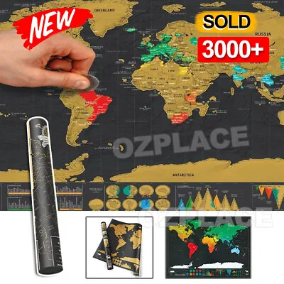 $11.95 • Buy Deluxe Large Scratch Off World Map Personalized Travel Poster Travel Atlas Decor