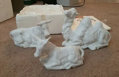 $39.95 • Buy Lot 3 HOMCO Donkey Cow Camel 5621 Nativity Figurines White Bisque Porcelain VTG
