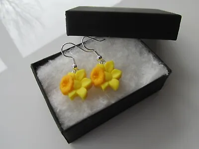 Handmade Yellow Spring Daffodil Charm Dangle Earrings - Marie Curie Charity   • £4.99