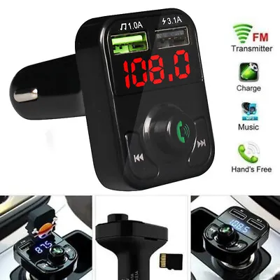 Car Bluetooth FM Transmitter Wireless USB Charger MP3 Player Handsfree Kit NEW • £5.90