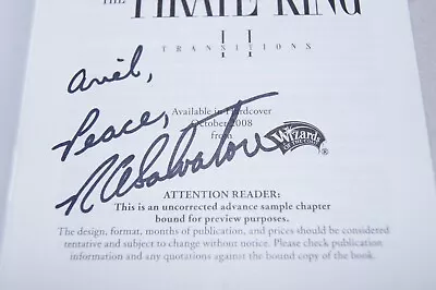 R.A. RA Salvatore SIGNED The Pirate King Fantasy Wizards Novel AdvSAMPLE BOOKLET • $99.99